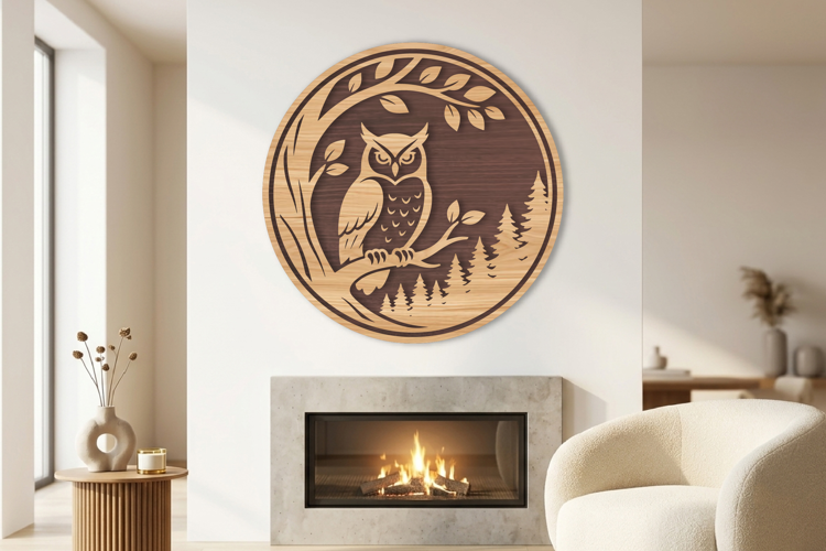 Owl Forest Tree Laser Cut SVG