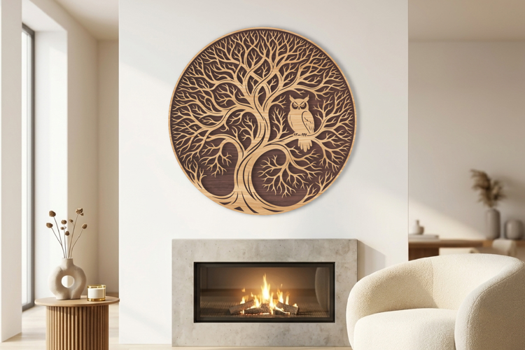 Owl Forest Tree Wall Art Laser Cut