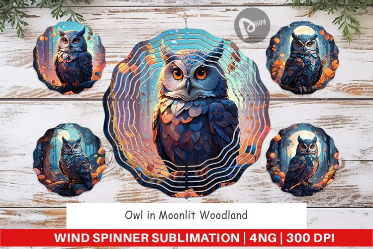 Wind Spinner Moonlit Woodland Owl