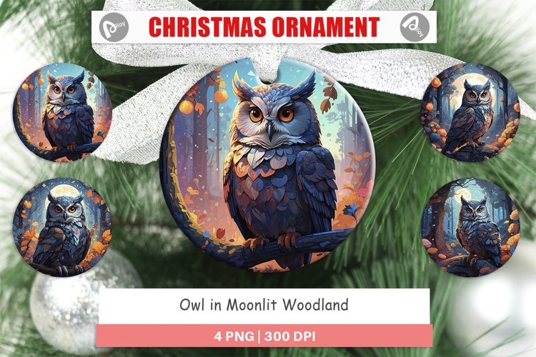 Christmas Ornaments Moonlit Woodland Owl