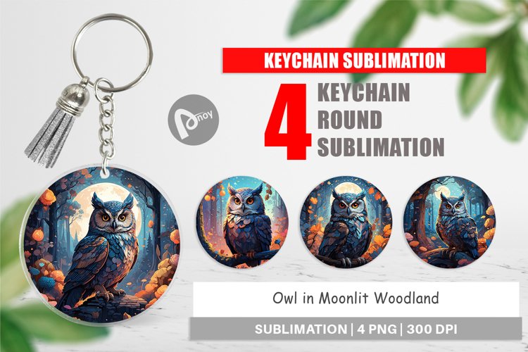 Keychain Moonlit Woodland Owl