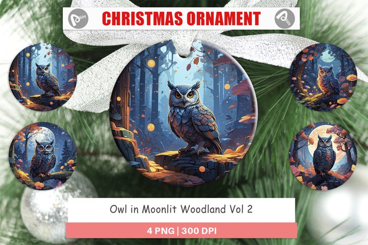Christmas Ornaments Moonlit Woodland Owl