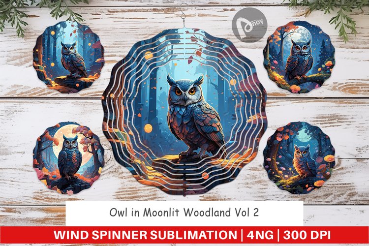Wind Spinner Moonlit Woodland Owl