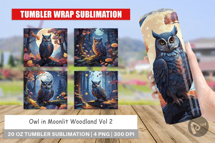 Tumbler Wrap Moonlit Woodland Owl