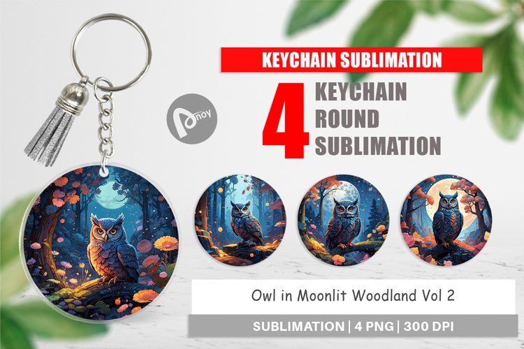 Keychain Moonlit Woodland Owl
