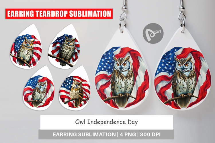 Earring Owl 4th of July
