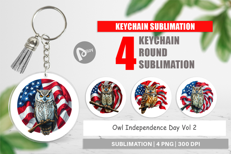 Keychain Owl 4th of July