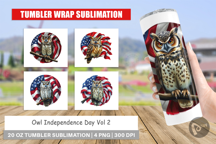 Tumbler Owl 4th of July