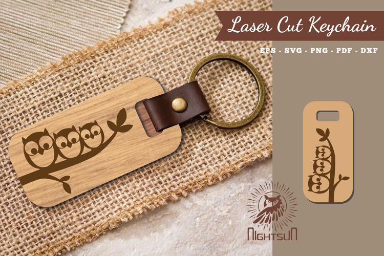 Owl Laser Cut Keychain SVG