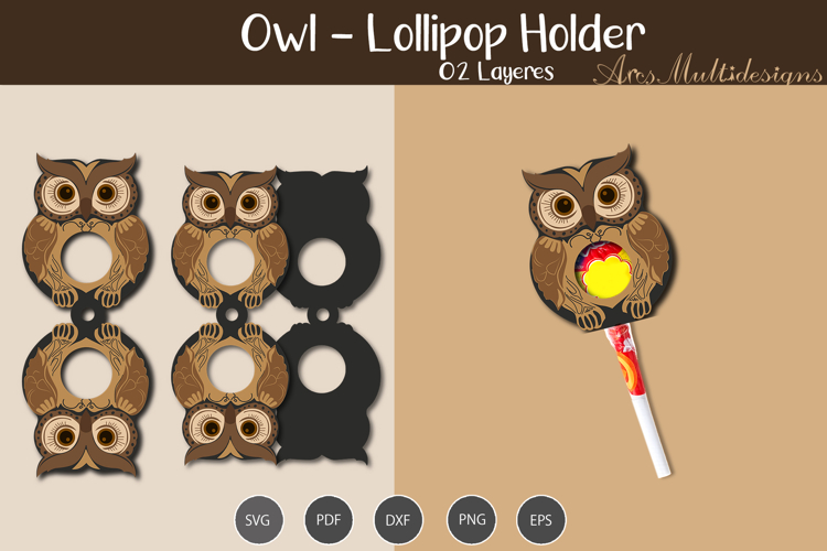 Owl Lollipop Holder SVG Template