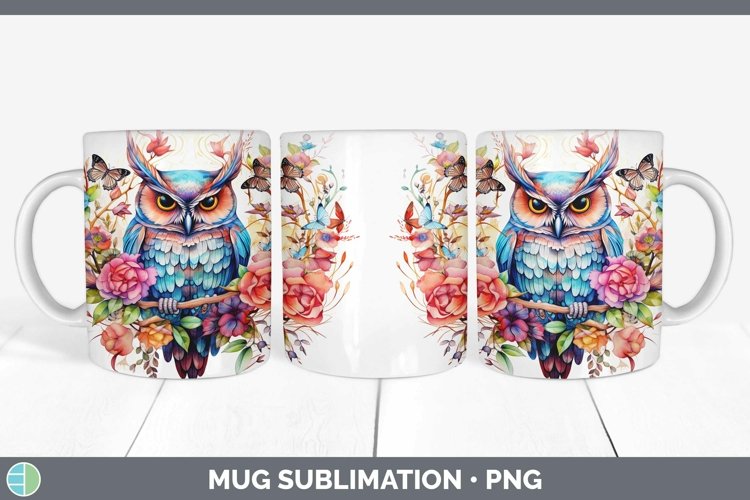 Owl Mug Wrap | Sublimation Coffee Cup Designs