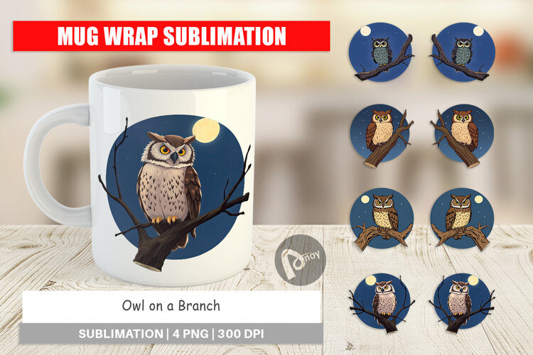 Mug Wrap Branch Owl example image 1