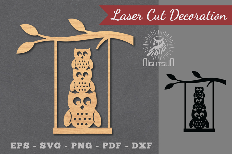 Owl On A Swing Laser Cut Decoration