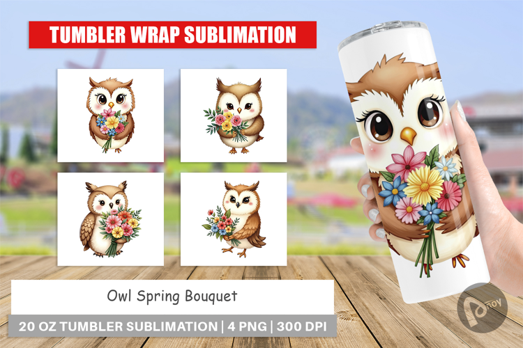Tumbler Owl Spring Bouquet