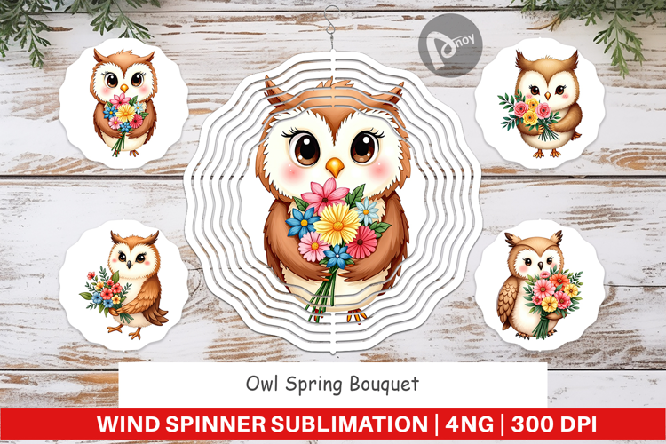 Wind Spinner Owl Spring Bouquet