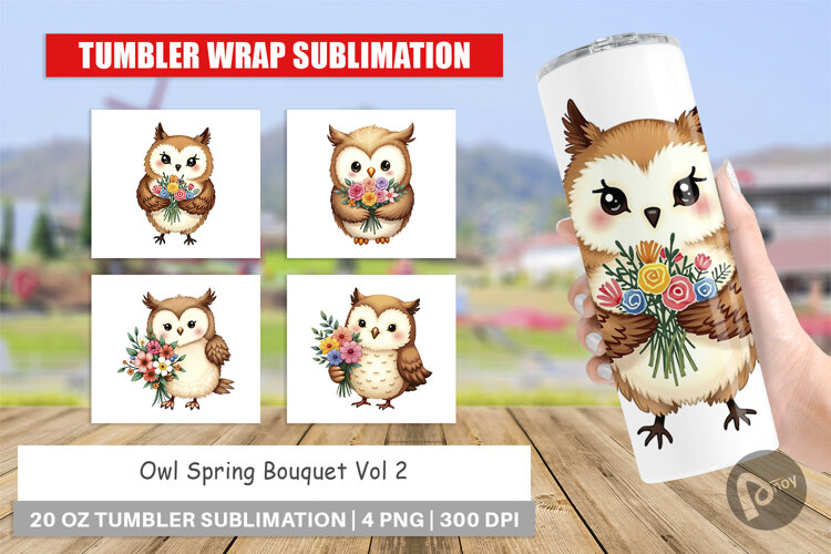 Tumbler Owl Spring Bouquet example image 1