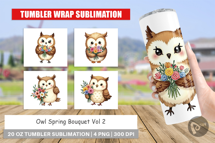 Tumbler Owl Spring Bouquet