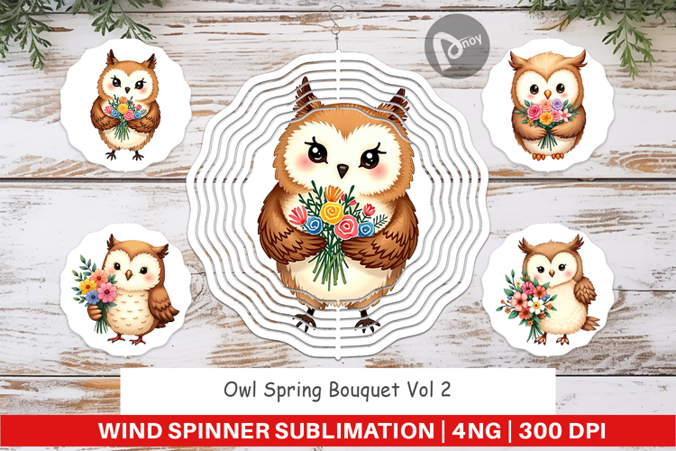 Wind Spinner Owl Spring Bouquet
