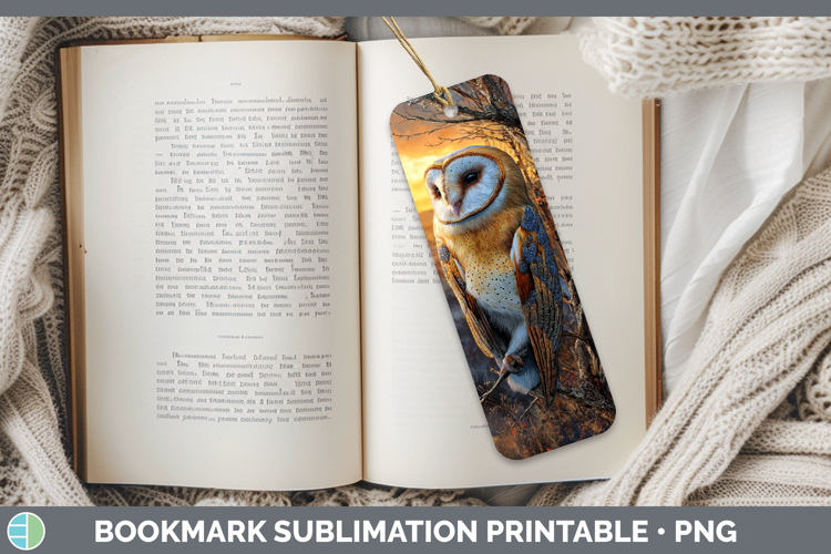 Barn Owl Sunset Bookmark Sublimation Design