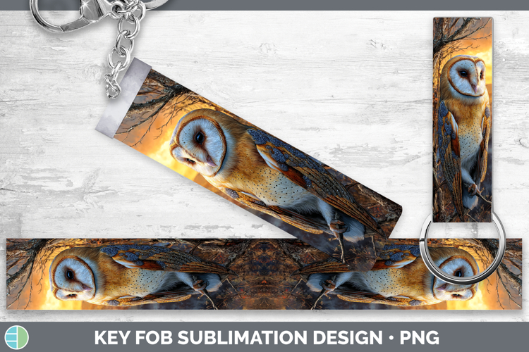 Barn Owl Sunset Key Fob Sublimation Design