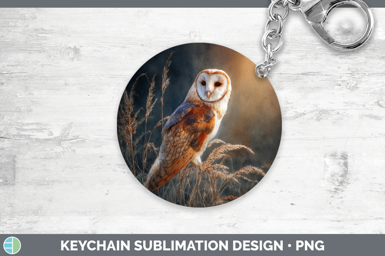 Barn Owl Sunset Keychain Sublimation Design