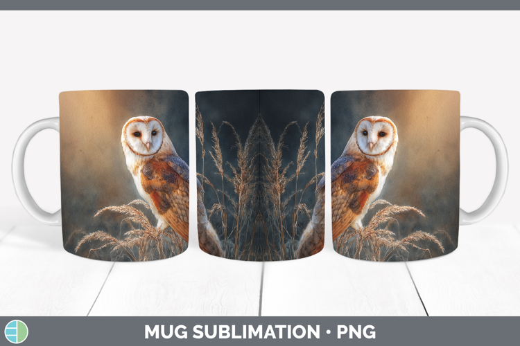 Barn Owl Sunset Mug Wrap Sublimation Design