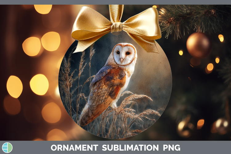 Barn Owl Sunset Ornament Sublimation Design