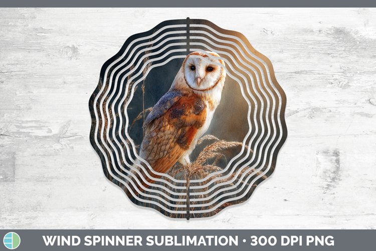 Barn Owl Sunset Wind Spinner Sublimation Design