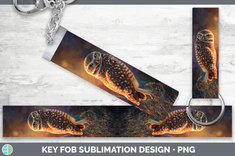Burrowing Owl Sunset Key Fob Sublimation Design