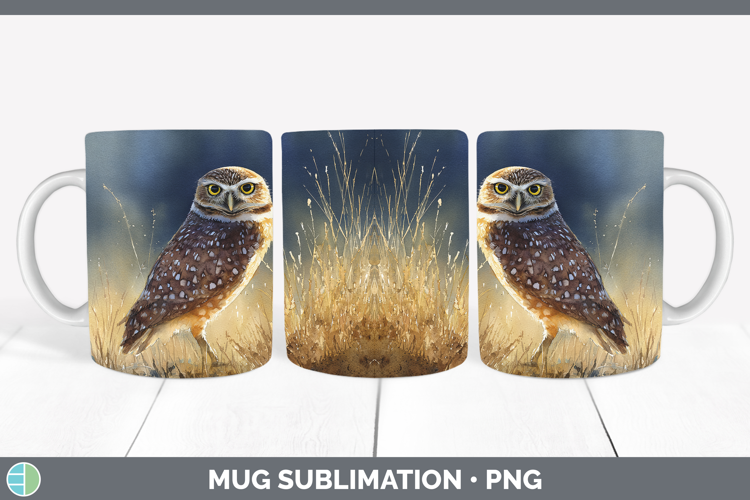 Burrowing Owl Sunset Mug Wrap Sublimation Design