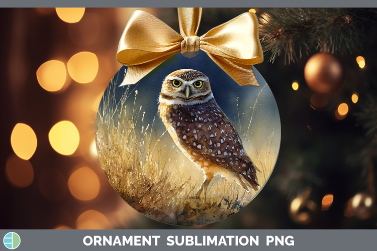 Burrowing Owl Sunset Ornament Sublimation Design