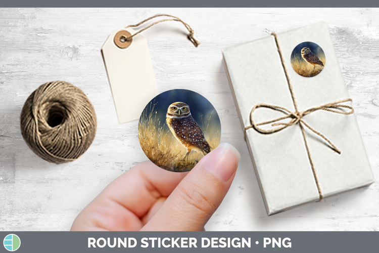 Burrowing Owl Sunset Stickers Design