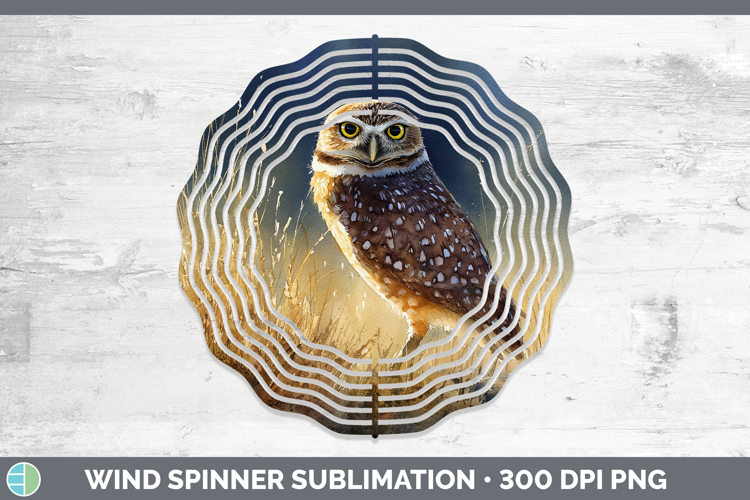 Burrowing Owl Sunset Wind Spinner Sublimation Design
