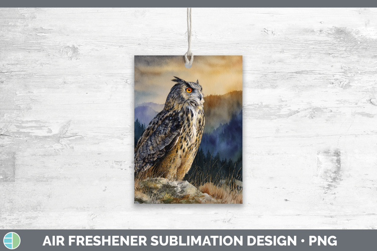 Eagle Owl Sunset Air Freshener Sublimation Design