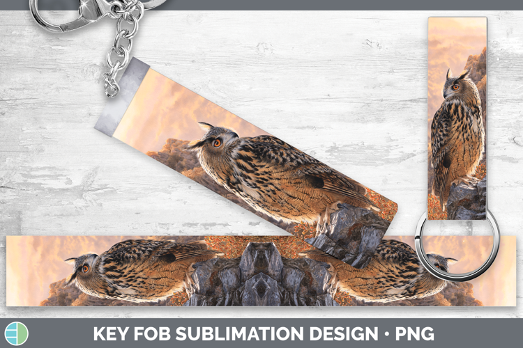 Eagle Owl Sunset Key Fob Sublimation Design