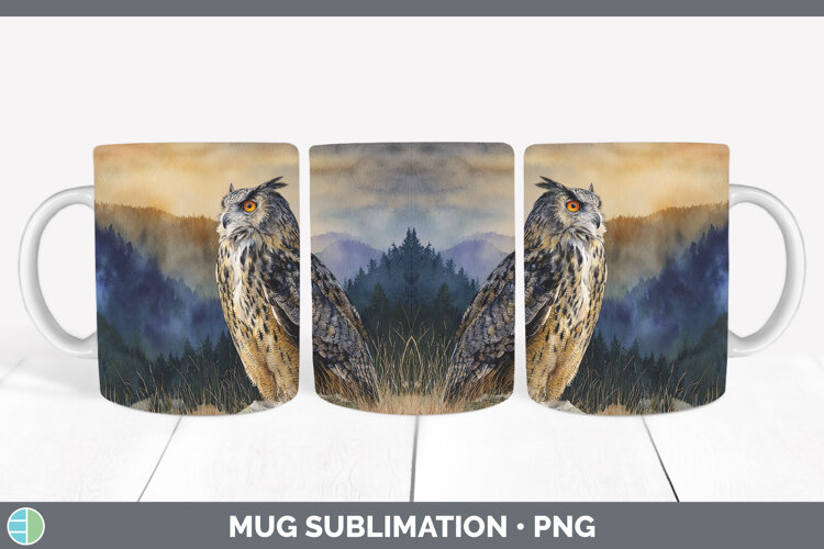 GorgeousOwl Sunset Mug Wrap design.