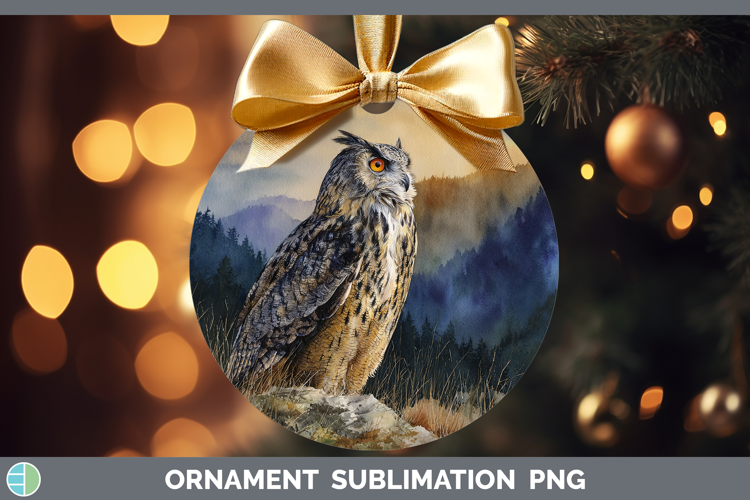 Eagle Owl Sunset Ornament Sublimation Design