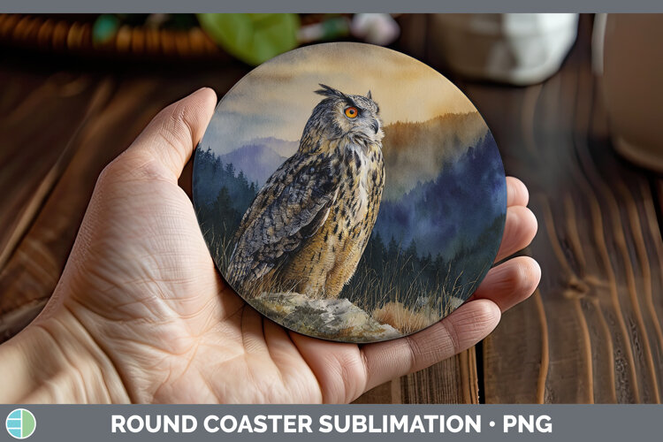 GorgeousOwl Sunset Round Coaster design.