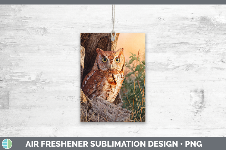 Eastern Screech Owl Sunset Air Freshener Sublimation Design