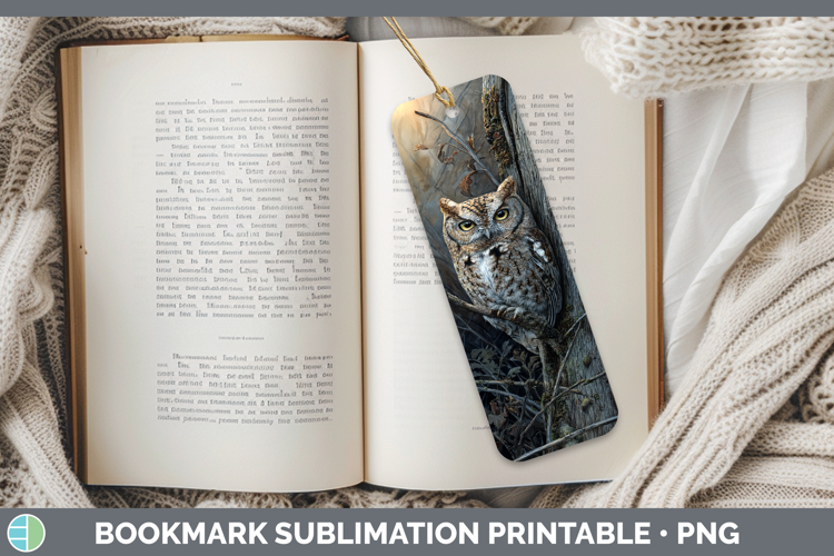 Eastern Screech Owl Sunset Bookmark Sublimation Design