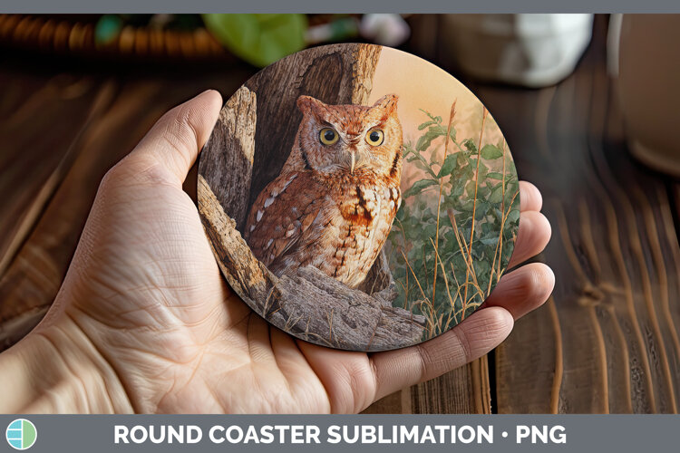 GorgeousOwl Sunset Round Coaster design.