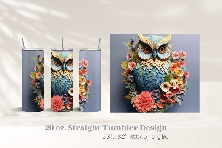 Owl Tumbler 3D Sublimation Design  3d Tumbler Wrap