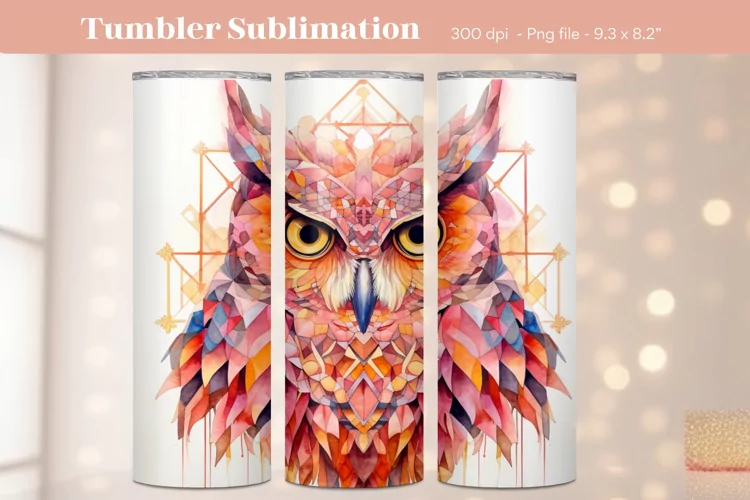 Owl Tumbler Wrap | Watercolor Tumbler Owl Sublimation