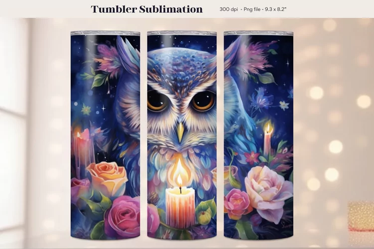 Owl Tumbler Wrap | Watercolor Tumbler Owl Sublimation
