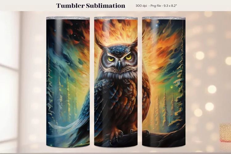 Owl Tumbler Wrap | Watercolor Tumbler Owl Sublimation