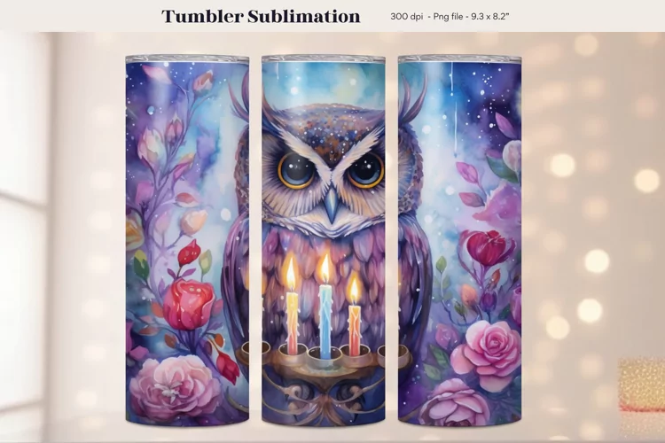Owl Tumbler Wrap | Watercolor Tumbler Owl Sublimation