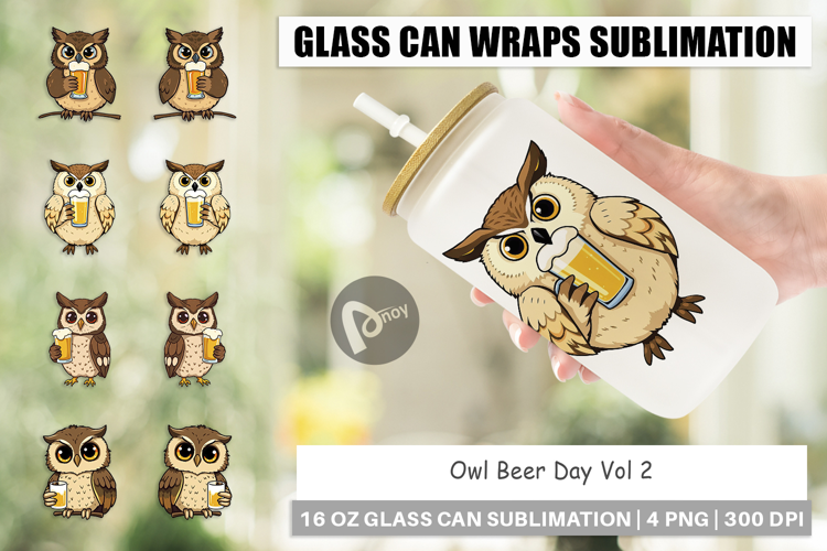 Glass Can Owl Beer Day