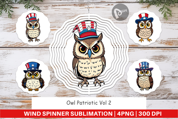 Wind Spinner Owl Patriotic