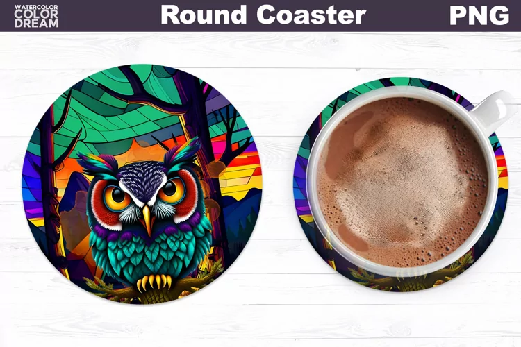 Owl Stained Glass Coaster | Owl Round Coaster