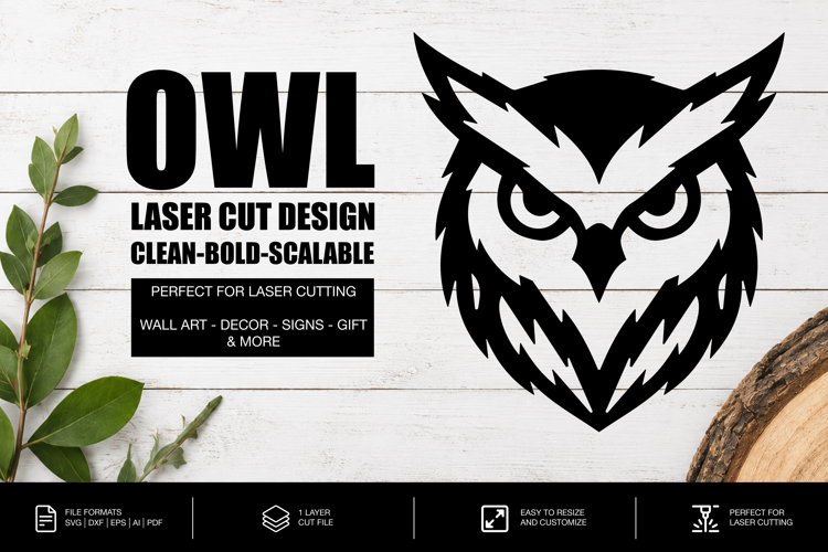Elegant Owl SVG | Laser Cut File | Glowforge